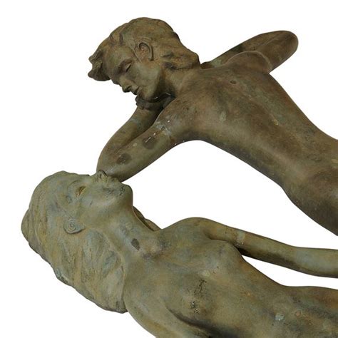 Victor Salmones Nude Sunbathers Male And Female Sculptures Pair