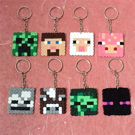 Minecraft Keyrings Hama Perler Beads By Zozotings Perler Bead Templates Crafts Perler Bead