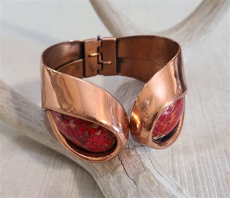 Vintage Matisse Renoir Copper And Red Enamel Hinged C Gem