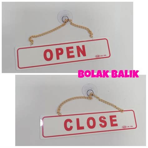 Jual Mini Papan Tulisan Open Close Sign Tanda Kecil Buka Tutup Plat