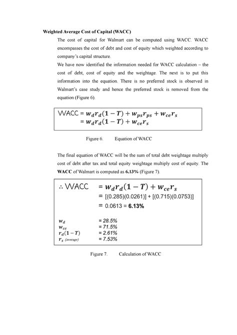 Weighted Average Cost Of Capital For Wlamart Case Study Weighted