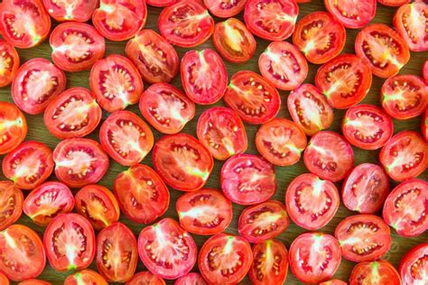 Latar Belakang Latar Belakang Makanan Tomat Setengah Irisan Merah Foto