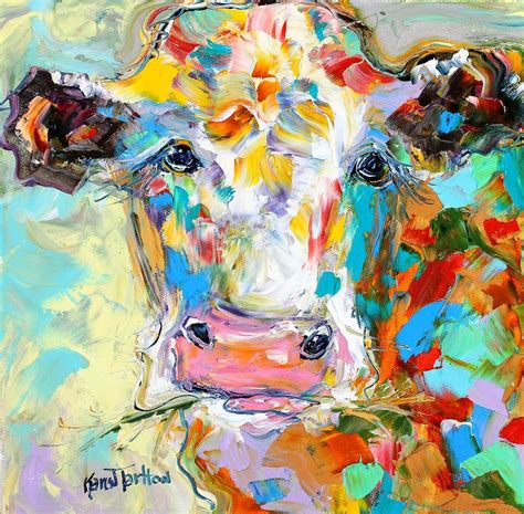 Colorful Cow Portrait Painting By Karen Tarlton Fine Art America