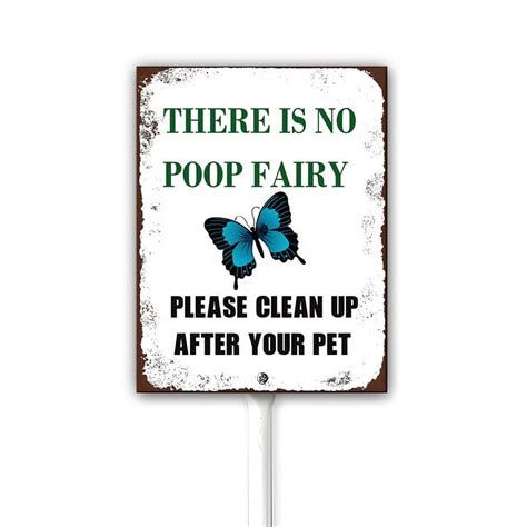 Rustic Funny Poop Fairy Yard Sign Dog Poop Yard Sign With Stake No Dog