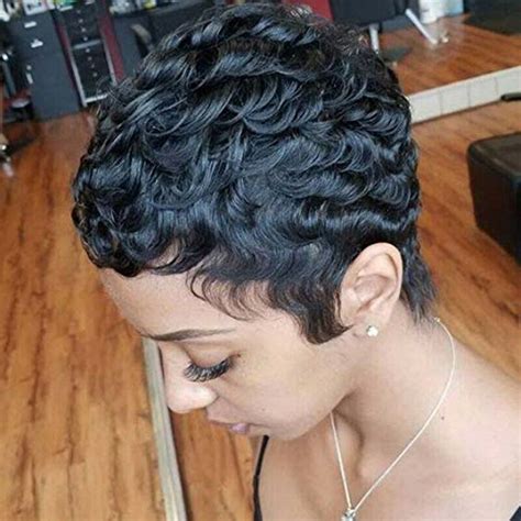 Short Curly Pixie Cut Wigs For Black Women Heat Synthetic Wave Curly