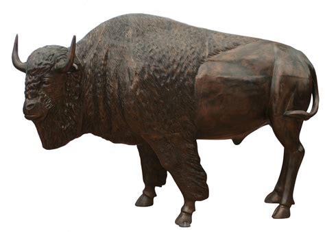 Buffalo Standing Garden Statue Bronze Color Recycled Aluminum Art ...