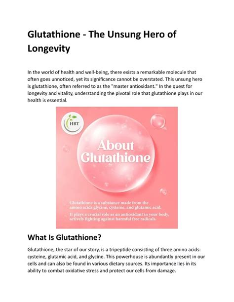 Ppt Glutathione The Unsung Hero Of Longevity Powerpoint