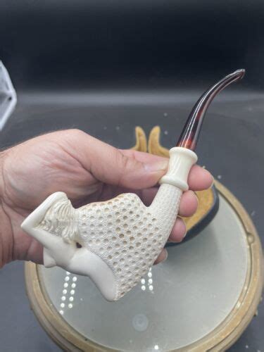Vintage Meerschaum Figural Nude Woman Smoking Pipe With Case Estate