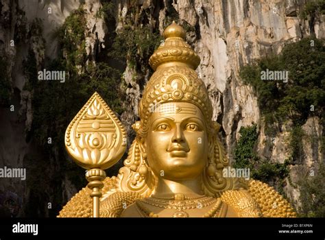 Giant Lord Murugan Statue At The Batu Caves Entrance During The Annual