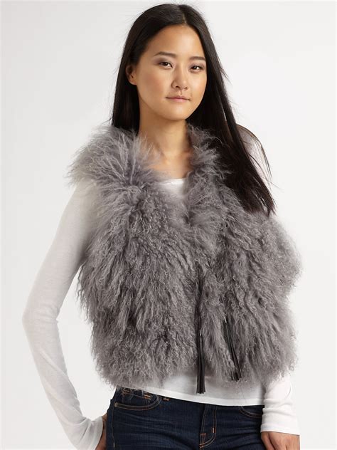 Lyst Ugg Mongolian Sheep Shearling Vest In Gray