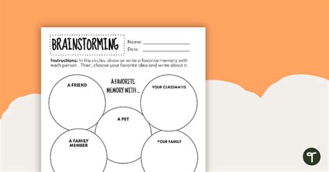 Brainstorming Template A Favorite Memory With Teach Starter