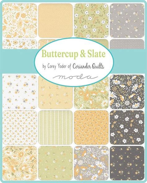 Moda Buttercup Slate Fat Quarter Bundle By Corey Yoder From