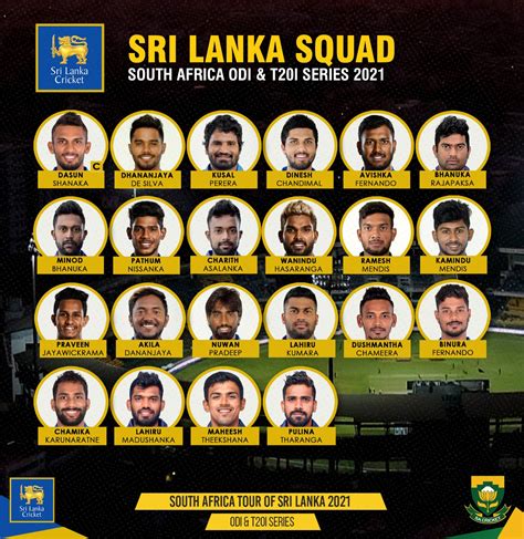 Sri Lanka Squad For Odi And T I Series Vs South Africa Sri Lanka Cricket