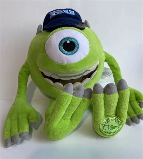 DISNEY STORE MONSTERS Inc Mike Wazowski Plush MU Blue Cap 13 Inch