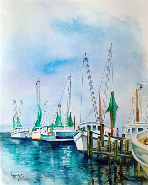 Shrimping Boats Of Sneads Ferry — Watercolor Paintings By Patti