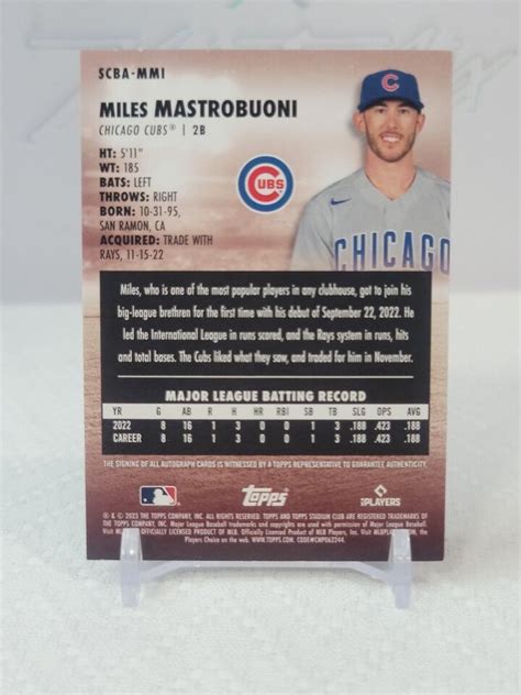 Topps Stadium Club Miles Mastrobuoni On Card Autographs Scba