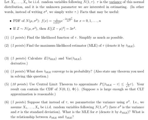 Solved Let X Xn Be I I D Random Variables Following Chegg