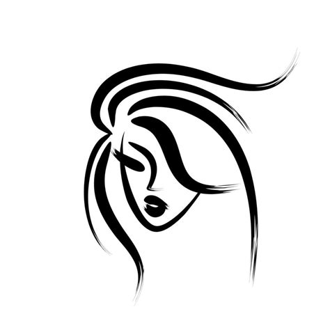 Hairstyle Logo Lush Hair Icon Beauty Salon Emblem Face In Profile