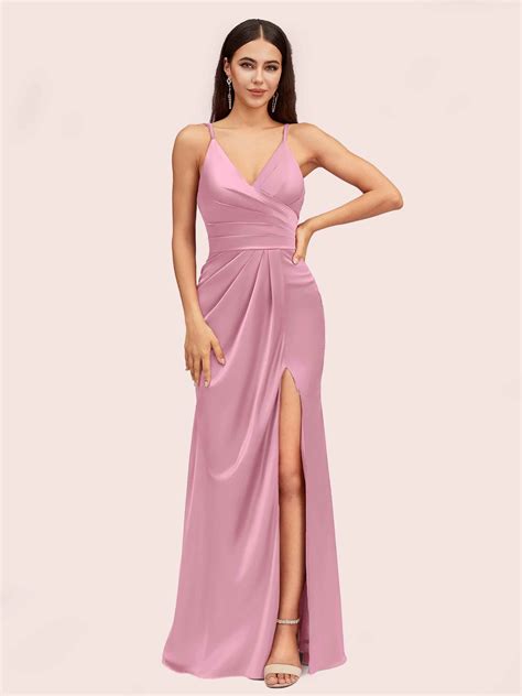 Dusty Rose Satin Bridesmaid Dresses Express Delivery Cetims