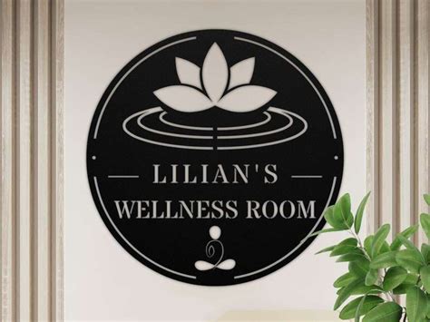 Personalized Wellness Room Lotus Yoga Studio Home Decor Custom Metal