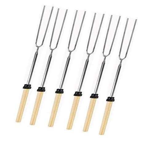 Pack Of 6 Marshmallow Roasting Sticks With Bamboo Wooden Handle