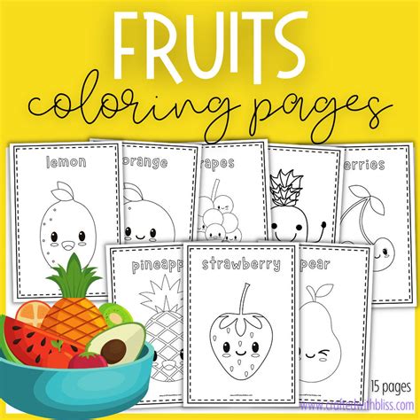 Fruits Coloring Pages Fruits Coloring Printable Fruits Etsy