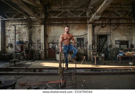 Muscled Half Naked Man Work Walking Stock Photo 1556706566 Shutterstock