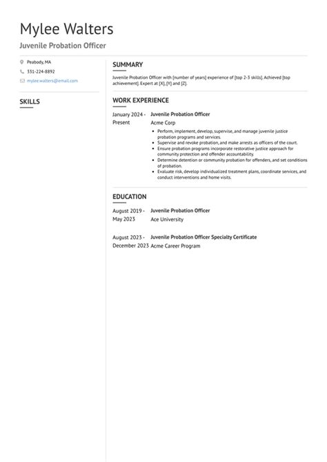 Juvenile Probation Officer Resume Examples And Templates