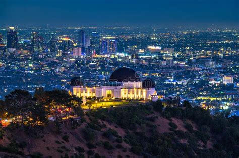 Griffith Observatory and Los Angeles Skyline at Night Editorial Image - Image of america ...