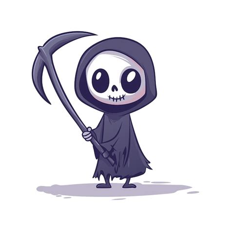 Cute Grim Reaper Halloween Vector Clipart Premium AI Generated Vector