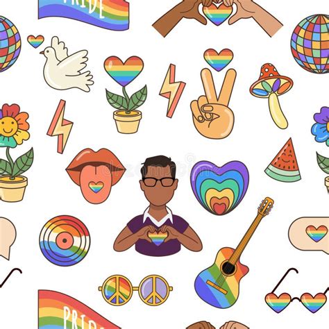 LGBTQ Vector Seamless Pattern. Symbols of the LGBT Pride Community ...