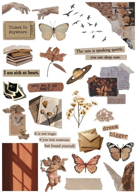 Brown Stikers Vintage Aesthetic Stickers Printables Aesthetic