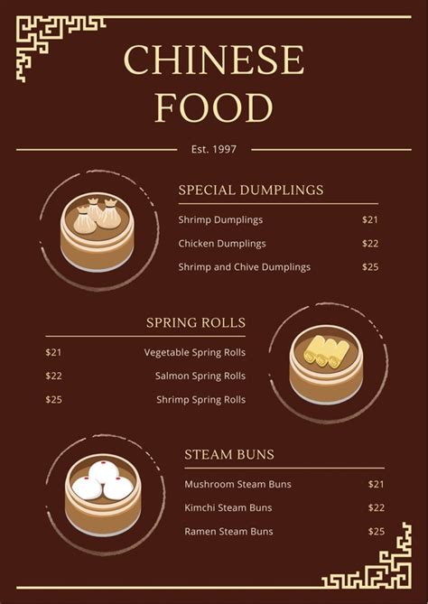 Free Custom Printable Chinese Menu Templates Canva