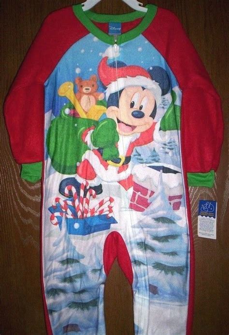 Mickey Mouse Pajamas Boys Size 3t New Red Zip Up Warm Fleece Footed Pjs Disney Ebay In 2021