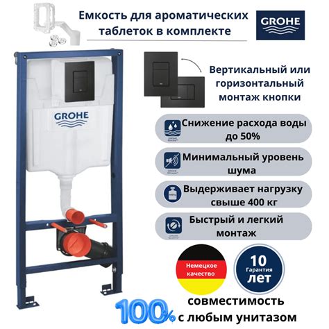 Инсталляция Grohe комплект 5 в 1: инсталляция для унитаза, кнопка смыва ...