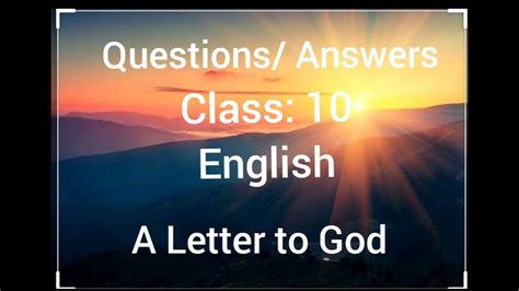 Questions And Answers Of A Letter To God Class 10 English Youtube