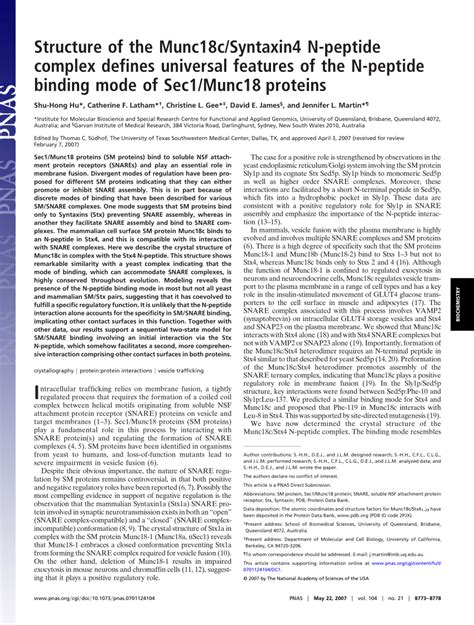 Pdf Structure Of The Munc18csyntaxin4 N Peptide Complex Defines