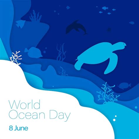 Premium Vector World Oceans Day Concept Vector Illustration