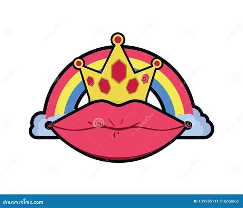 Female Lips Pop Art Style Isolated Icon Stock Vector Illustration Of