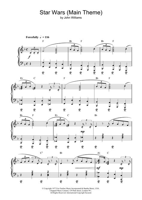 Star Wars Main Theme By John Williams Sheet Music For Piano Solo At