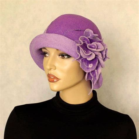 Purple Hat Felted Felt Hat Felt Brooch Pastel Violet Cloche Etsy