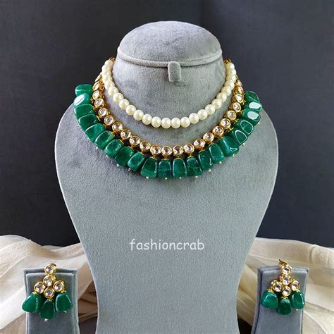 Kareena Green Kundan Jewellery Set Fashioncrab