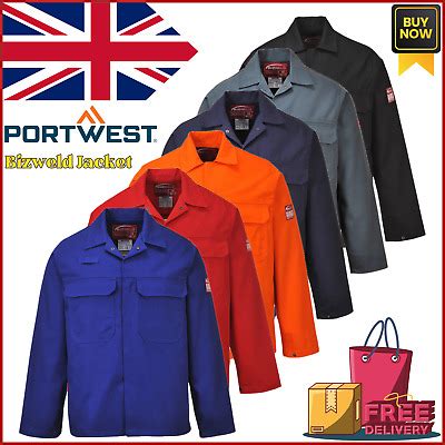 Portwest Flame Resistant Welding Jacket Adjustable Cuffs Pockets