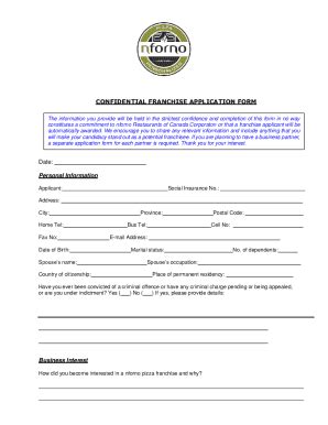 Fillable Online CONFIDENTIAL FRANCHISE APPLICATION FORM Webflow Fax