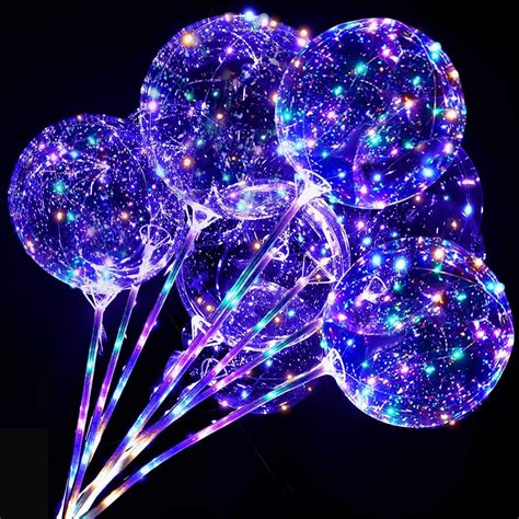 10 Pack Reusable Led Balloons Clear Light Up Balloons With Sticks