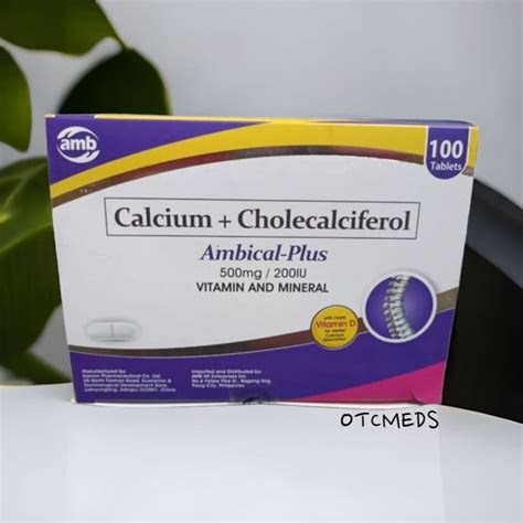 AMBICAL PLUS Calcium Chlocalciferol 500mg 200IU 100tablets Lazada PH