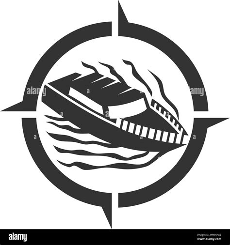 Schiff Yacht Kompass Logo Symbol Illustration Marke Identit T Stock