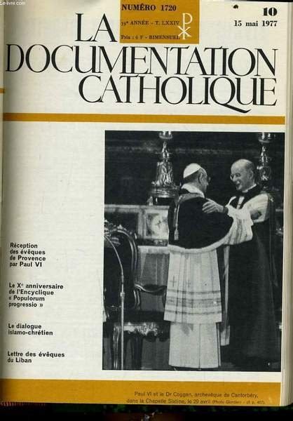 LA DOCUMENTATION CATHOLIQUE N 10 R Ception Des V Ques De Provence Par