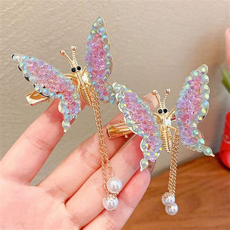 Elegant Tassel Butterfly Hairpin Moving Flying Girls Shiny Hair Clips