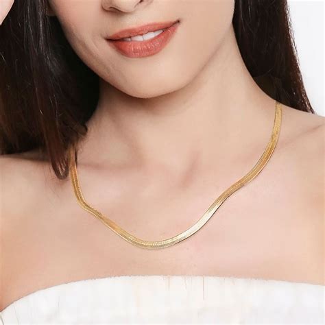 Buy Fabula Jewellery Gold Tone Delicate Snake Chain Fashion Necklace